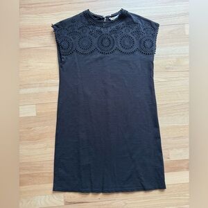 Boden Cap Sleeve Dress with Eyelet Detail.  Black - Size US 8.